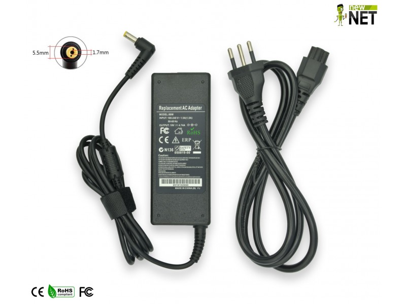 Alimentatore New Net per Acer Aspire 90W – 19 V / 4.74 A – 5.5 x 1.7 mm