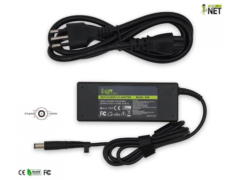 Alimentatore New Net per Dell Latitude / Inspiron / Precision 90W – 19.5 V / 4.62 A – 7.4 x 5.0 mm