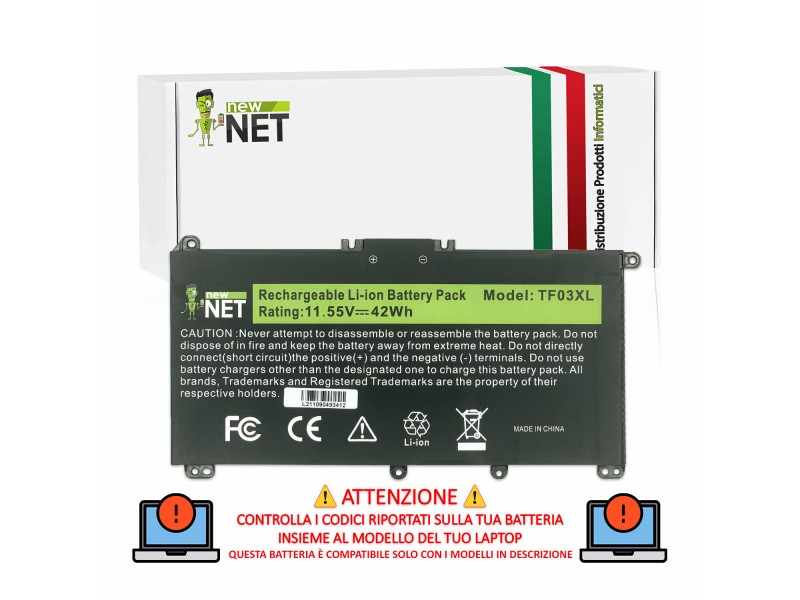 Batteria New Net per HP Pavilion TF03XL – 11.55 V / 3630 mAh