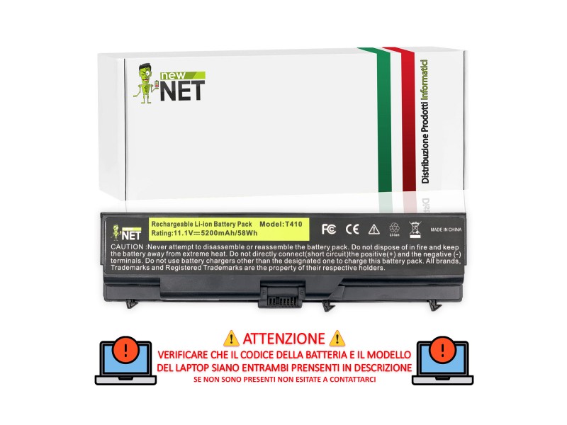 Batteria New Net per Lenovo ThinkPad T410 Serie 58Wh – 10.8-11.1 V / 5200 mAh