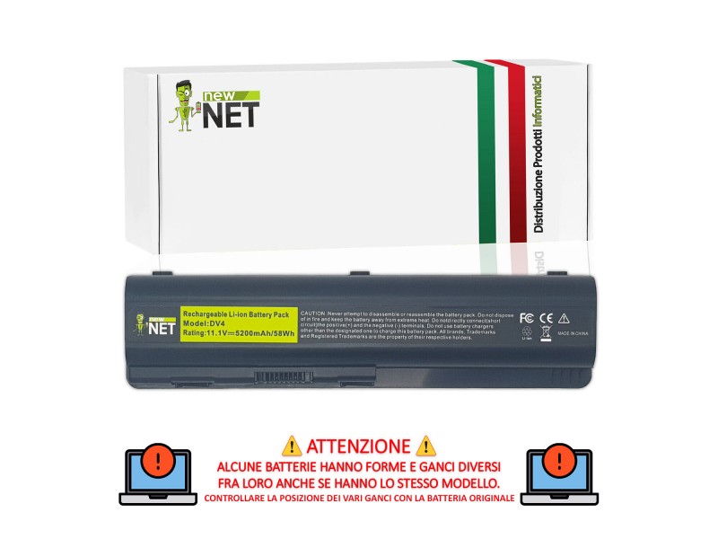 Batteria New Net per HP Pavilion, Compaq Presario EV06 – 10.8-11.1 V / 5200mAh / 58Wh
