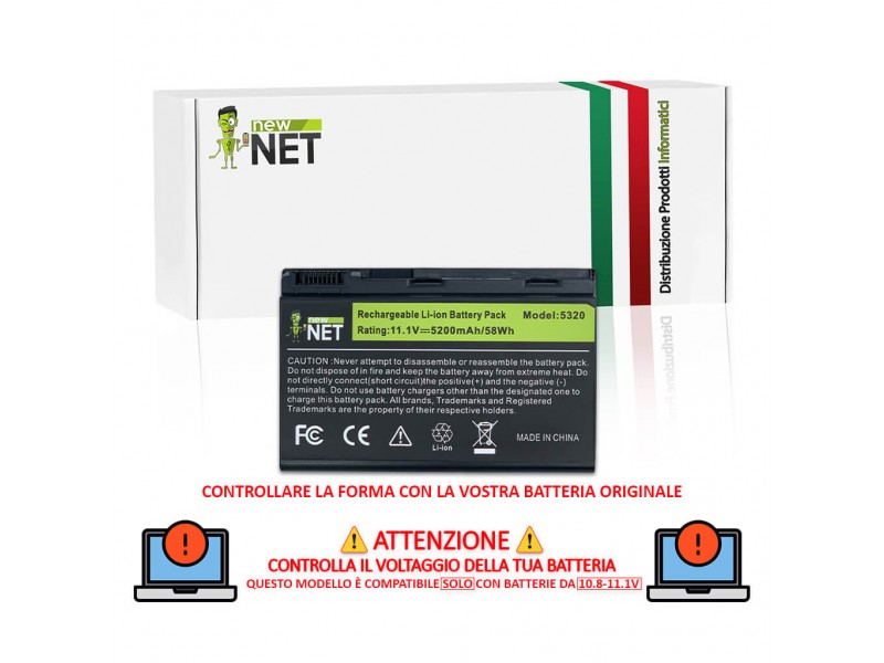 Batteria New Net per Acer Travelmate 58Wh – 10.8-11.1 V / 5200mAh