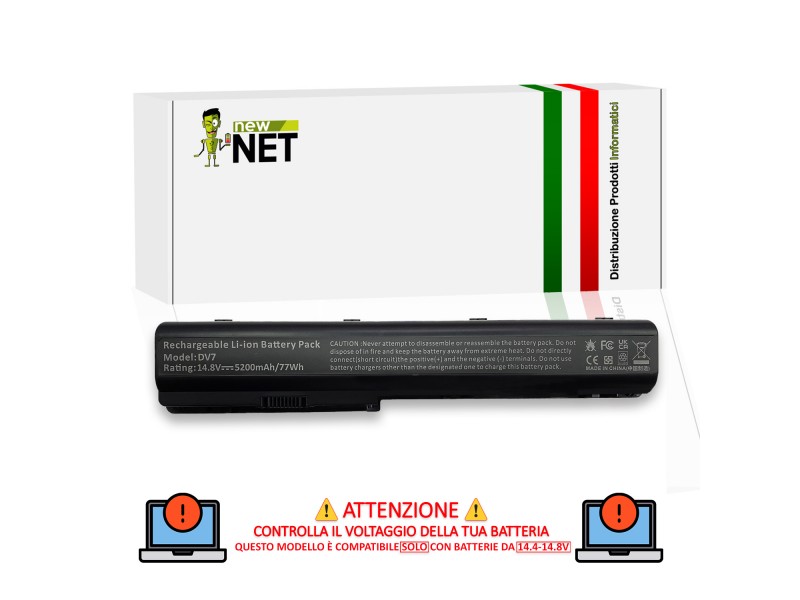 Batteria New Net per HP HDX Pavilion DV7 DV8 77Wh – 14.4-14.8 V / 5200mAh