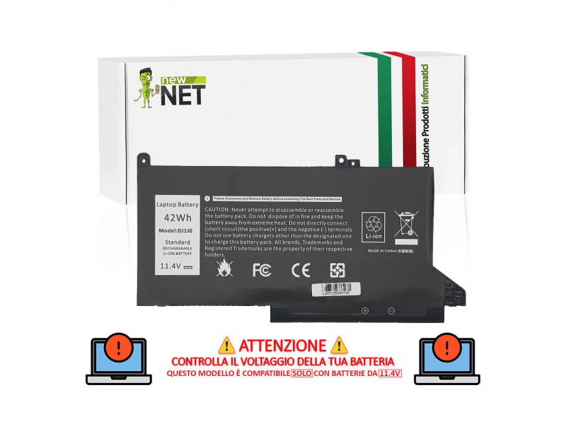 Batteria New Net per Dell Latitude E7480 DJ1J0  – 11.4 V / 3680 mAh