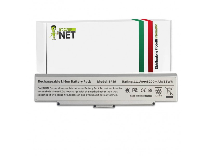 Batteria New Net per Sony Vaio VGP-BPS9 10.8 – 11.1 V / 5200 mAh Argento