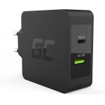 Caricabatterie Green Cell CHAR10 45W PD 3.0 1xUSB-C 1XUSB + CAVO USB-C to USB-C 2MT Nero