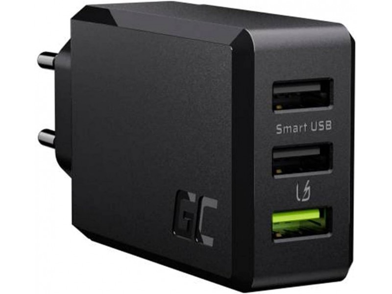 Caricabatterie Green Cell CHARG03 30W PD 3.0 3xUSB Nero