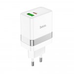 Caricabatterie HOCO N21 Tipo C + USB QC 3.0 30W Bianco