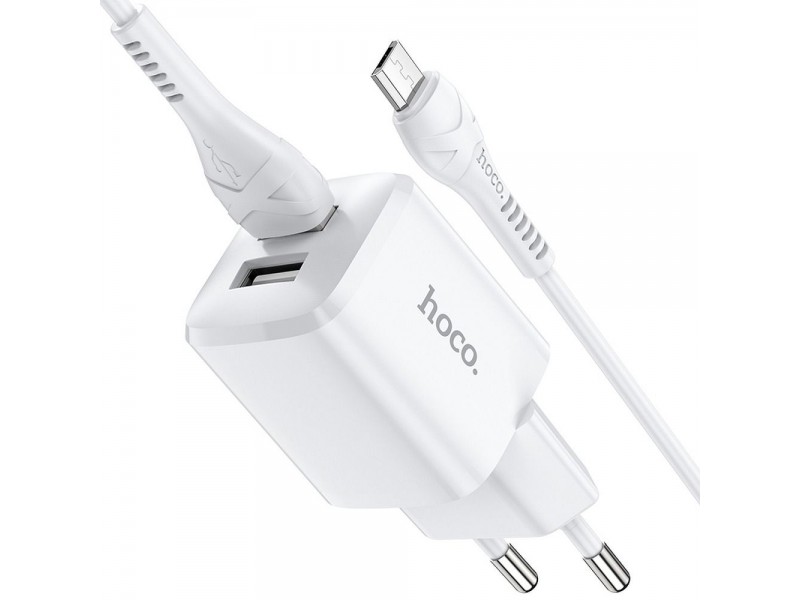 Caricabatterie HOCO N8 2xUSB + Cavo MICRO-USB 2,4A Bianco