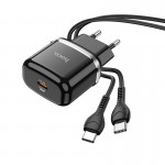 Caricabatterie USB Type-C HOCO N24 Fast Charge con Cavo USB-C 1Mt Nero