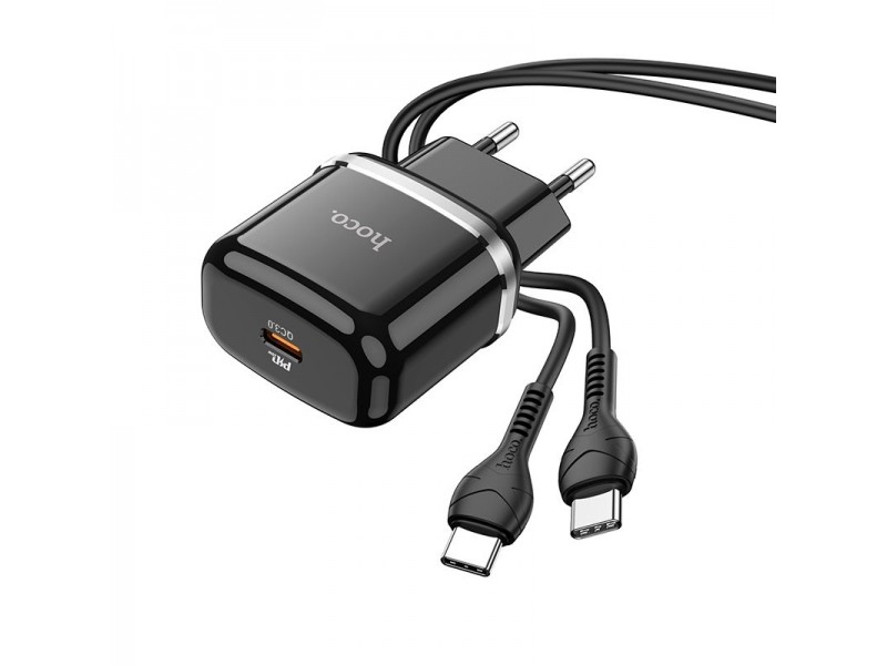Caricabatterie USB Type-C HOCO N24 Fast Charge con Cavo USB-C 1Mt Nero