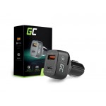 Caricabatterie per Auto Green Cell Cad33 USB-C USB Quick Charge 3.0 Nero