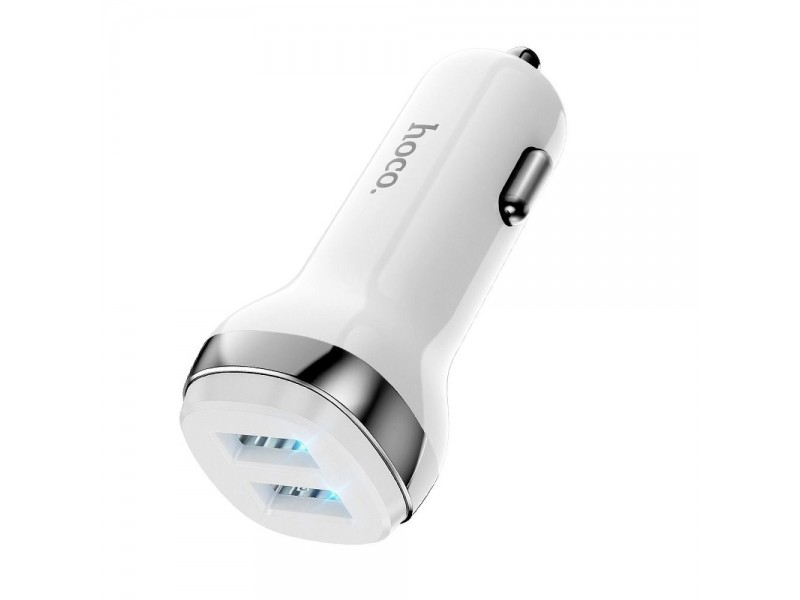 Caricabatterie per Auto HOCO Z40 2XUsb 2.4A Bianco