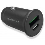 Caricabatterie per Auto Mediacom USB-A+C 27W MD-A170 Nero