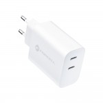 Caricabatterie FORCELL DUAL USB-C 3A 35W Bianco