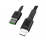 Cavo USB-A Lightning Green Cell Ray Kabgc12 Nylon Illuminato 2.4A 200Cm Nero