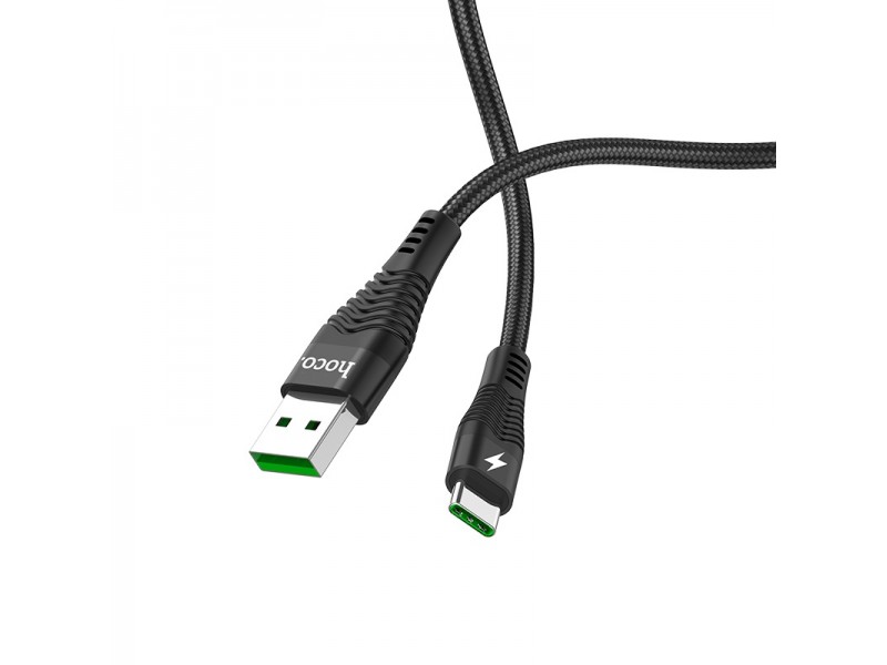 Cavo USB-A Type-C HOCO U53 Nylon High Fast Charge 5A 120Cm Nero