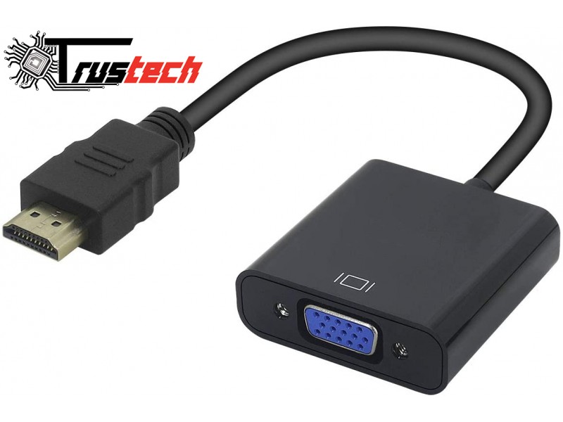 Adattatore HDMI Maschio to VGA Femmina Trustech 10Cm Nero ST-SC008 Adattatore HDMI Maschio to VGA Femmina Trustech 10Cm Nero ST-SC008