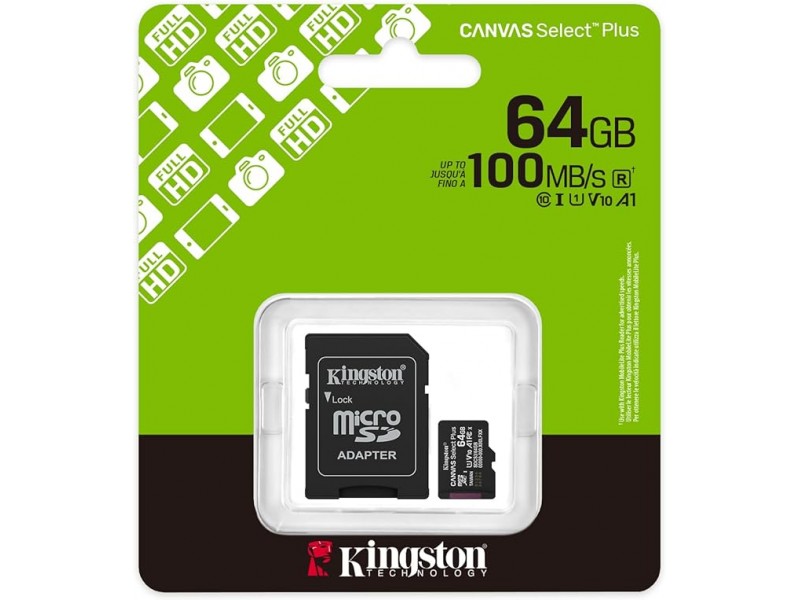 Micro SD 64Gb Kingston Canvas Select Plus Gen3 100MB/s A1 Sdcs3/64GB Micro SD 64Gb Kingston Canvas Select Plus Gen3 100MB/s A1 Sdcs3/64GB