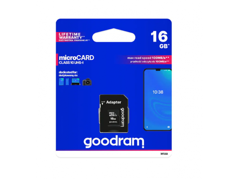 Micro SD 16GB Goodram MICRO CLASSE10 M1AA-0160R12