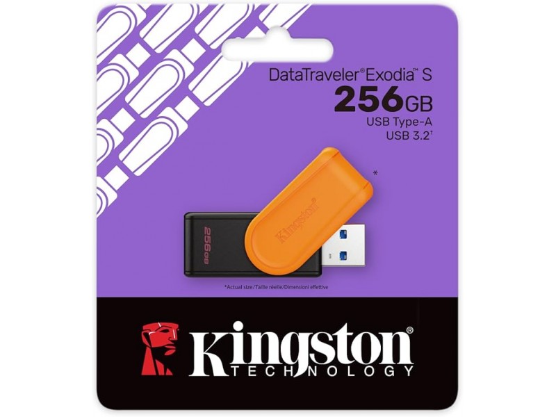 Pendrive 256GB Kingston DTXS/256GB USB-A 3.2 Nero/Arancione Pendrive 256GB Kingston DTXS/256GB USB-A 3.2 Nero/Arancione