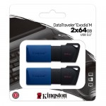 Pendrive 64GB Kingston Exodia M USB-A 3.2 2 Pezzi Nero/Blu