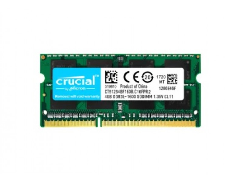 RAM 4GB DDR3L SODIMM PC3L-12800S 1Rx8 1600MHZ CRUCIAL (Ricondizionato)