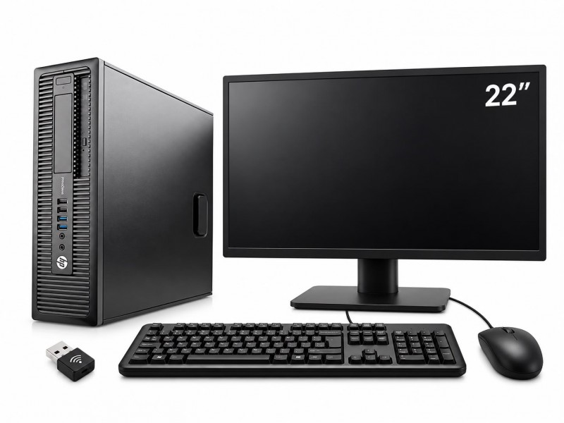 Postazione Completa HP EliteDesk 700 G1 SFF Intel Core i5-4590 @3.30Ghz 256GB SSD 8GB RAM RS232 + Monitor 22" + Tastiera e Mouse + Adattatore USB WIFI (Ricondizionato)