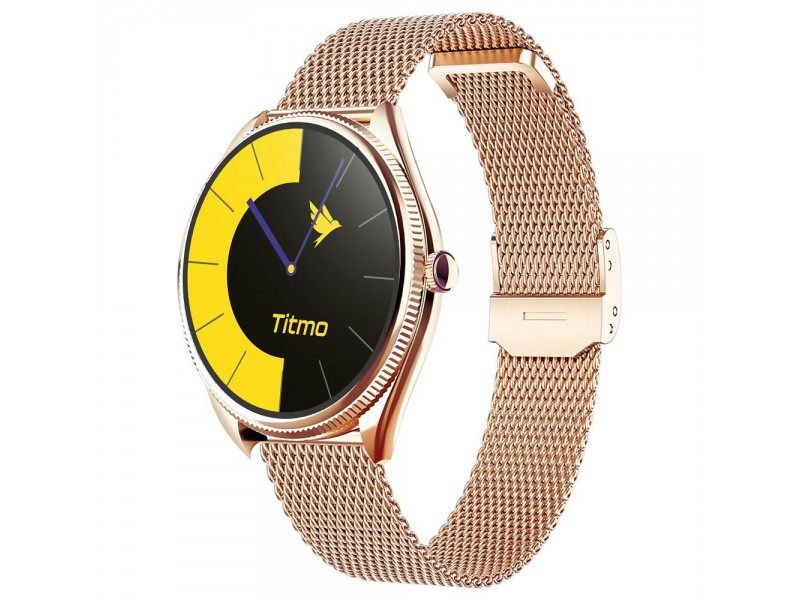 Smartwatch TITMO O-170 con funzione chiamata Cinturino a maglia in acciaio inossidabile Gold