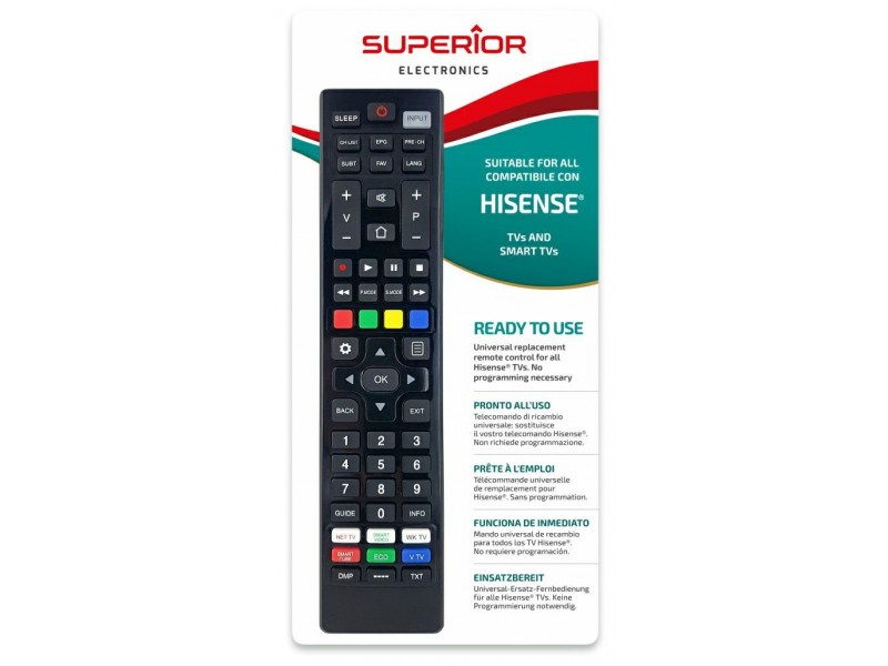 Telecomando Universale SUPERIOR per TV/Smart Hisense SUPTRB028 Nero