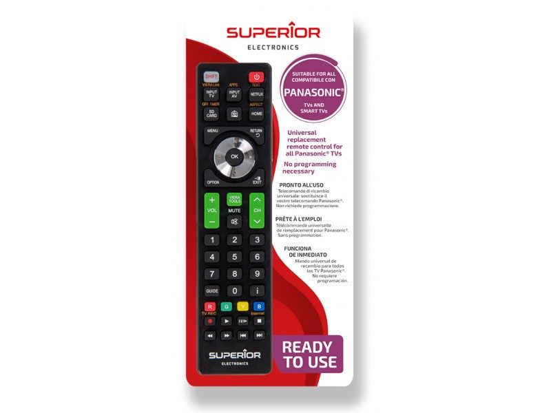 Telecomando Universale SUPERIOR per TV/Smart PANASONIC SUPTRB0011 Nero