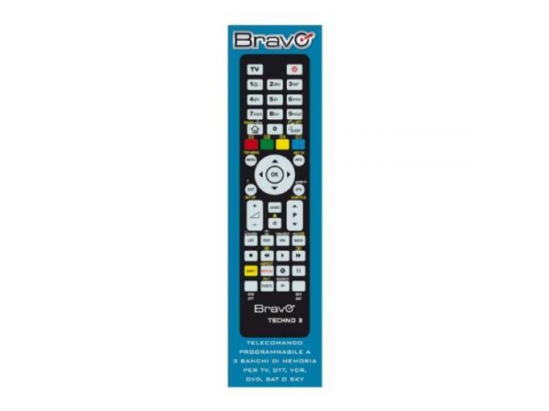 Telecomando Universale BRAVO Programmabile per TV DTT DVD SAT Multimarca Nero